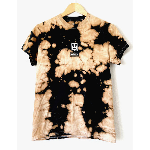 Obey Tops - OBEY Worldwide Womens T Shirt Size Small Tie Dye Brown Black Short Sleeve Cotton